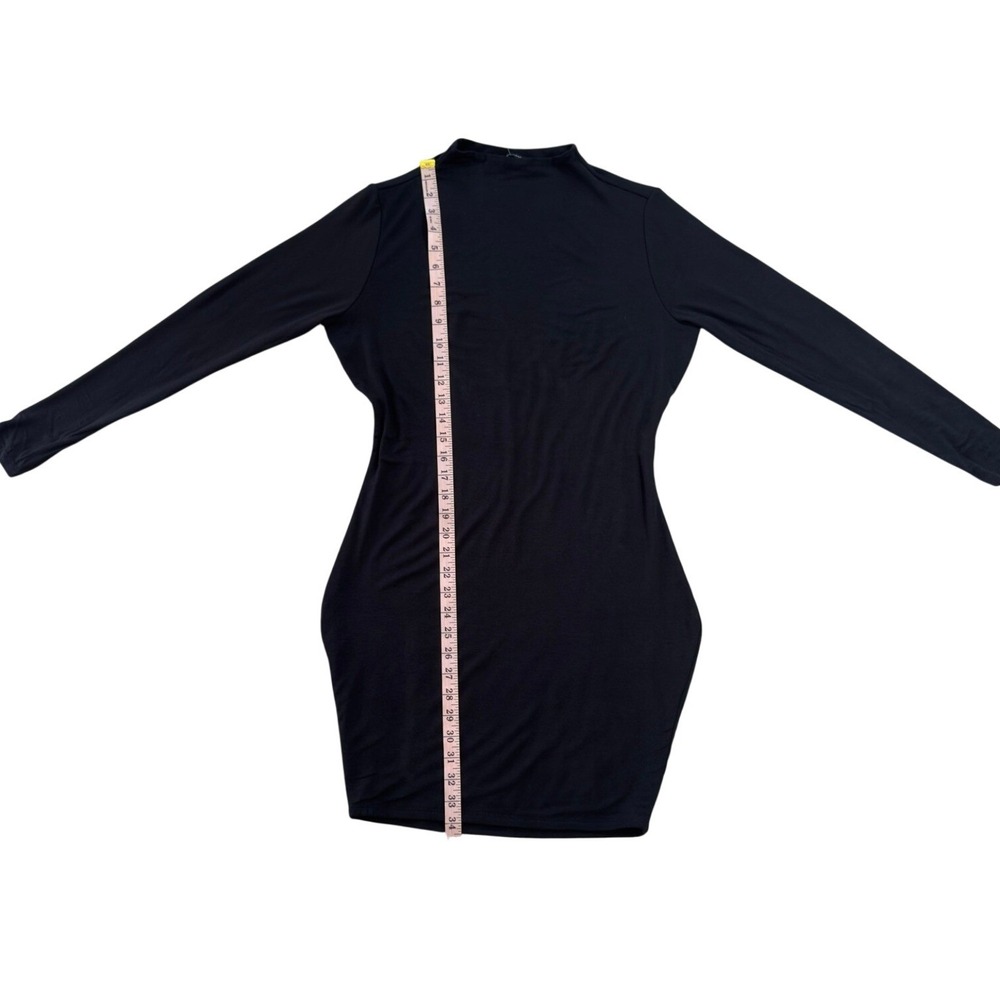 Naked Wardrobe 1X Black Mock Neck Long Sleeve Bodycon Mini Dress 1X NEW Dress - Picture 8 of 11